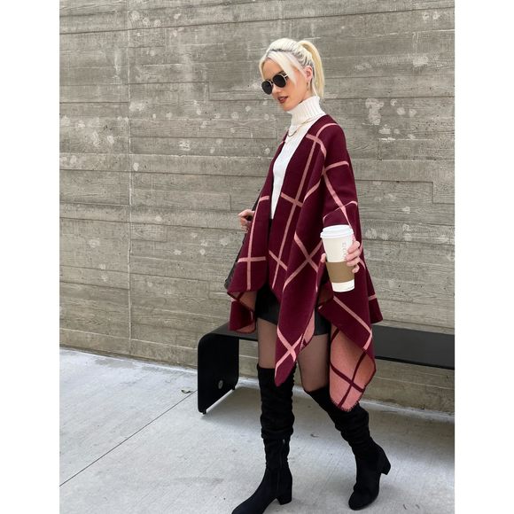 Poncho Shawl Wrap Ruana Cardigan Stylish Cape For Women Open Front Sweater💗 - Picture 4 of 8